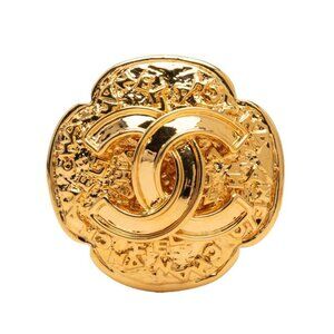 Chanel CC Logo Vintage Gold Plated Brooch